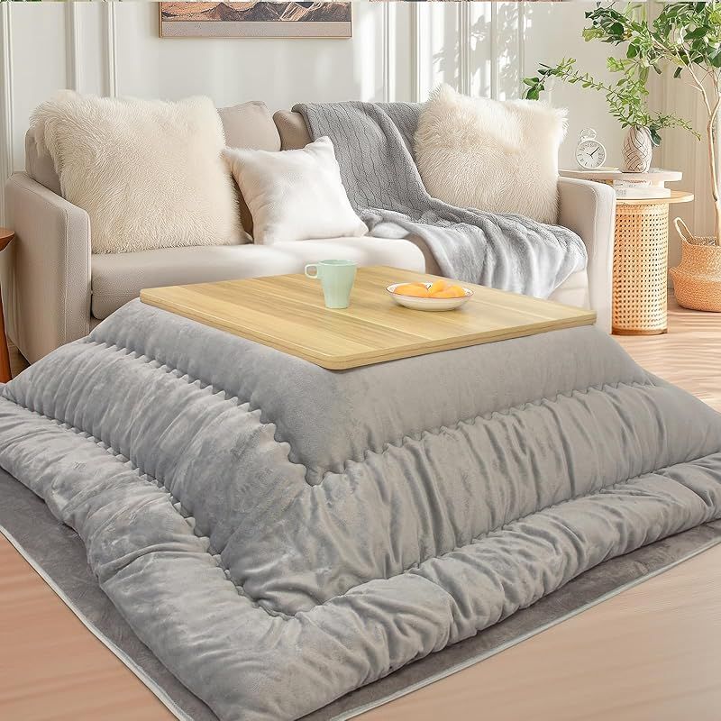 JEMAジェマ こたつ布団 こたつ厚掛け布団 掛け布団単品 リバーシブル 両面使える フランネル 発熱綿使用 保温性 丸洗いOK 毛抜けない グレー 185x235cm