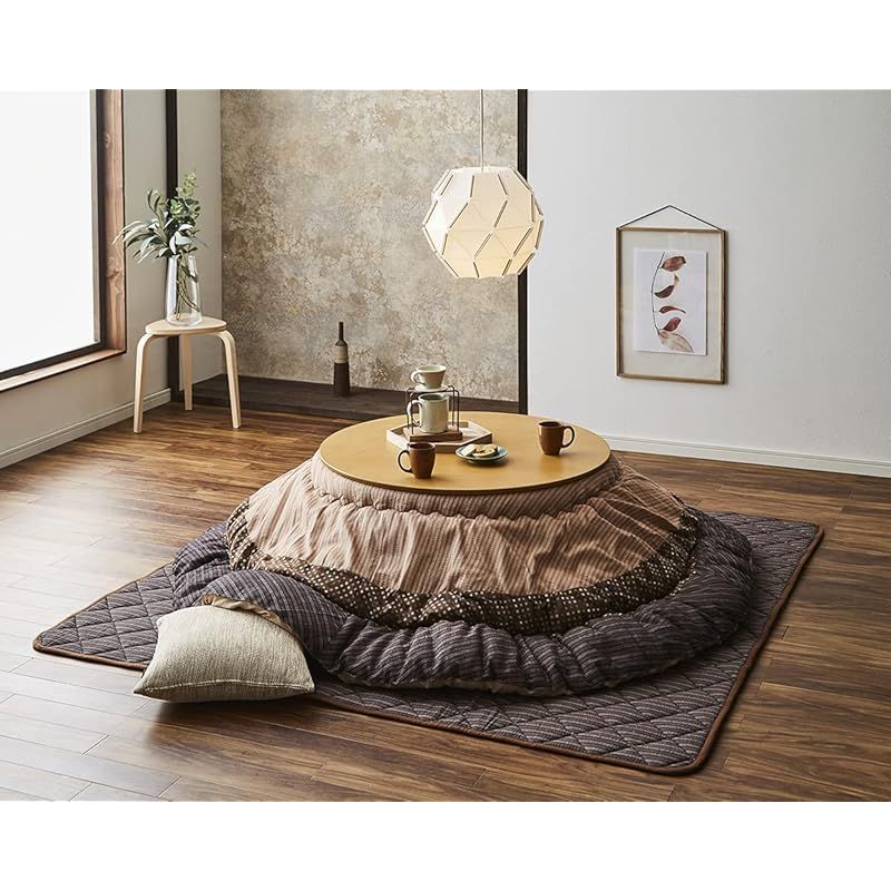 イケヒコ こたつ布団 円形 掛敷セット ゆかり 直径約205cm ブラウン しじら 厚掛け 和 5100170