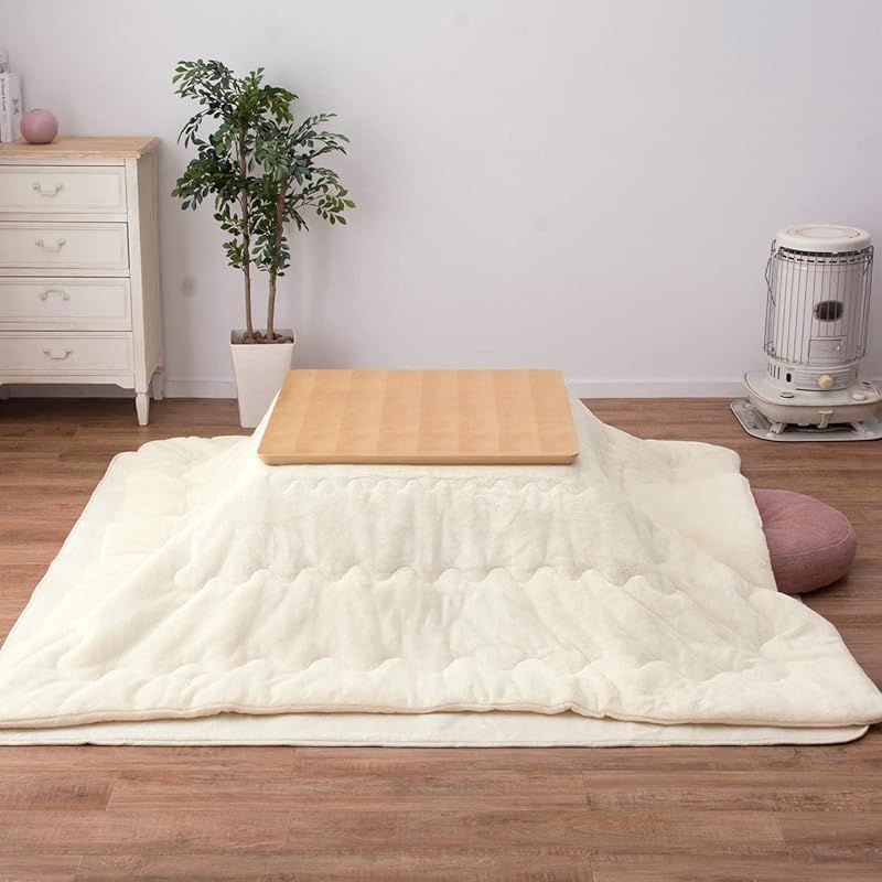 萩原 こたつ布団 アイボリー 約190×240cm メレンゲタッチ 洗濯機OK フランネル生地 くすみ