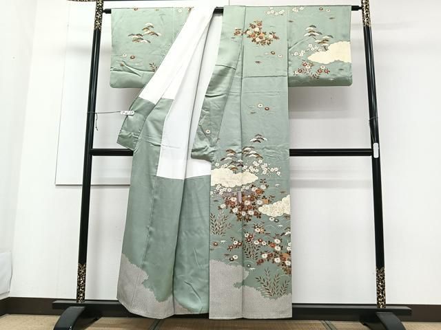 平和屋着物○訪問着 駒刺繍 雲取り花文 金彩 正絹 逸品 CAAS0233th