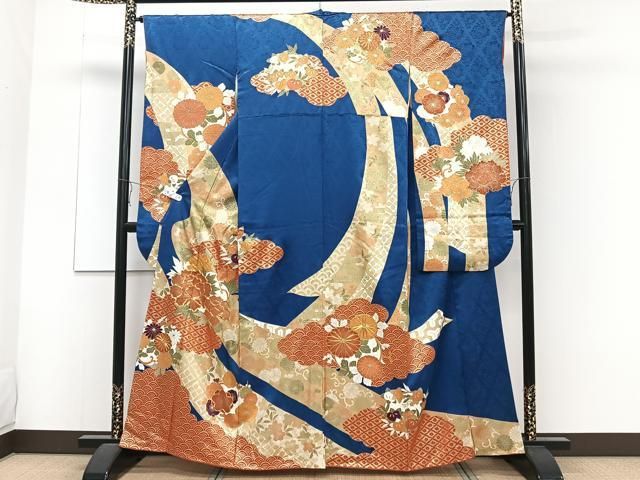 平和屋着物□豪華振袖 駒刺繍 吉祥花文 金彩 正絹 逸品 CAAZ0589xi