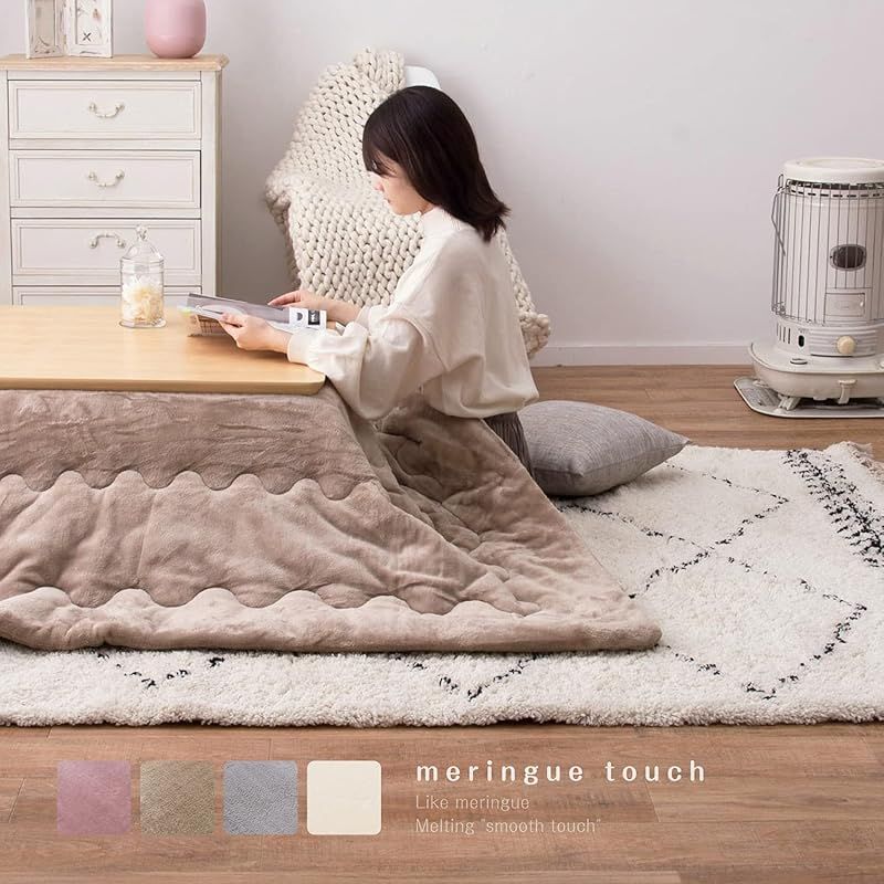 萩原 こたつ布団 ピンク 約190×240cm メレンゲタッチ 洗濯機OK フランネル生地 くすみ
