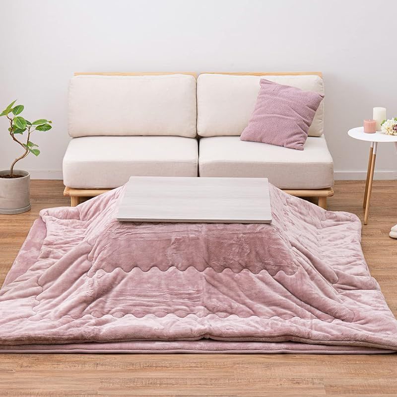 萩原 こたつ布団 ピンク 約190×240cm メレンゲタッチ 洗濯機OK フランネル生地 くすみ