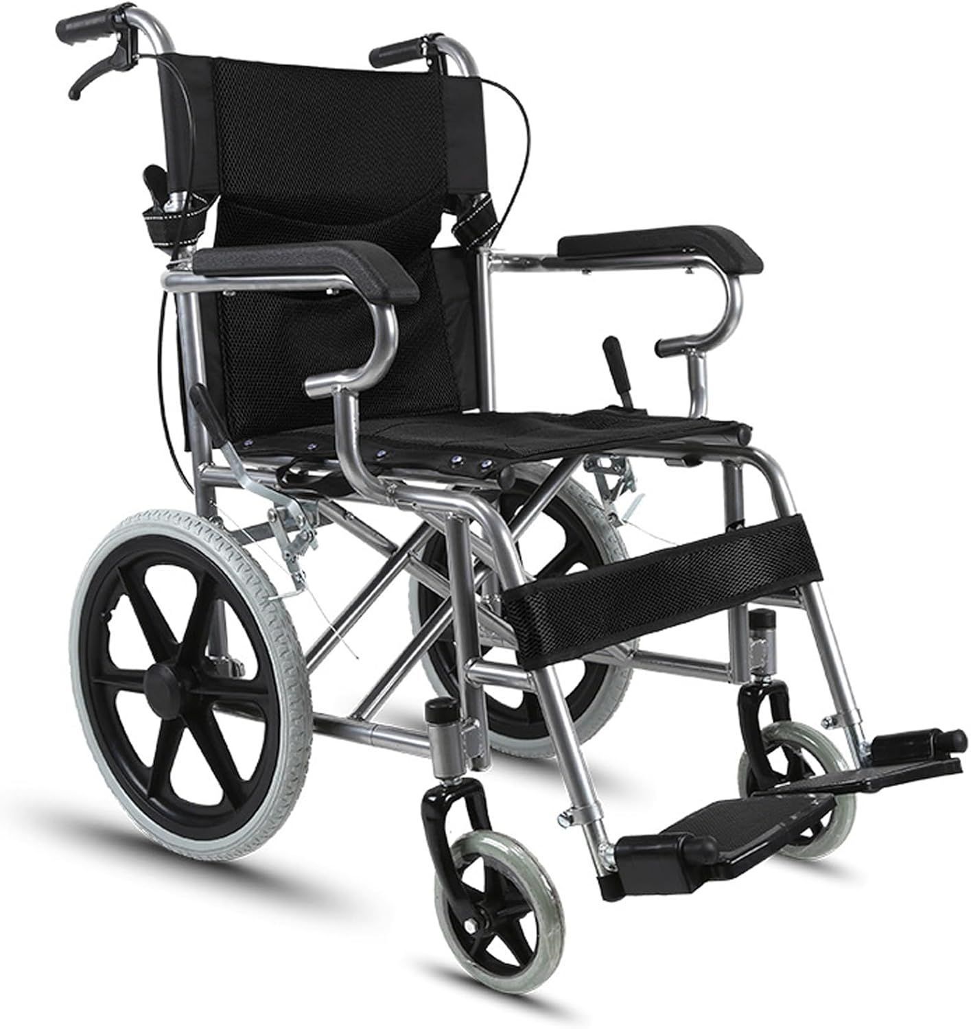 軽量折りたたみ車椅子 ブラック 他走式 ノーパンクタイヤ 送迎に便利 介護福祉士推薦