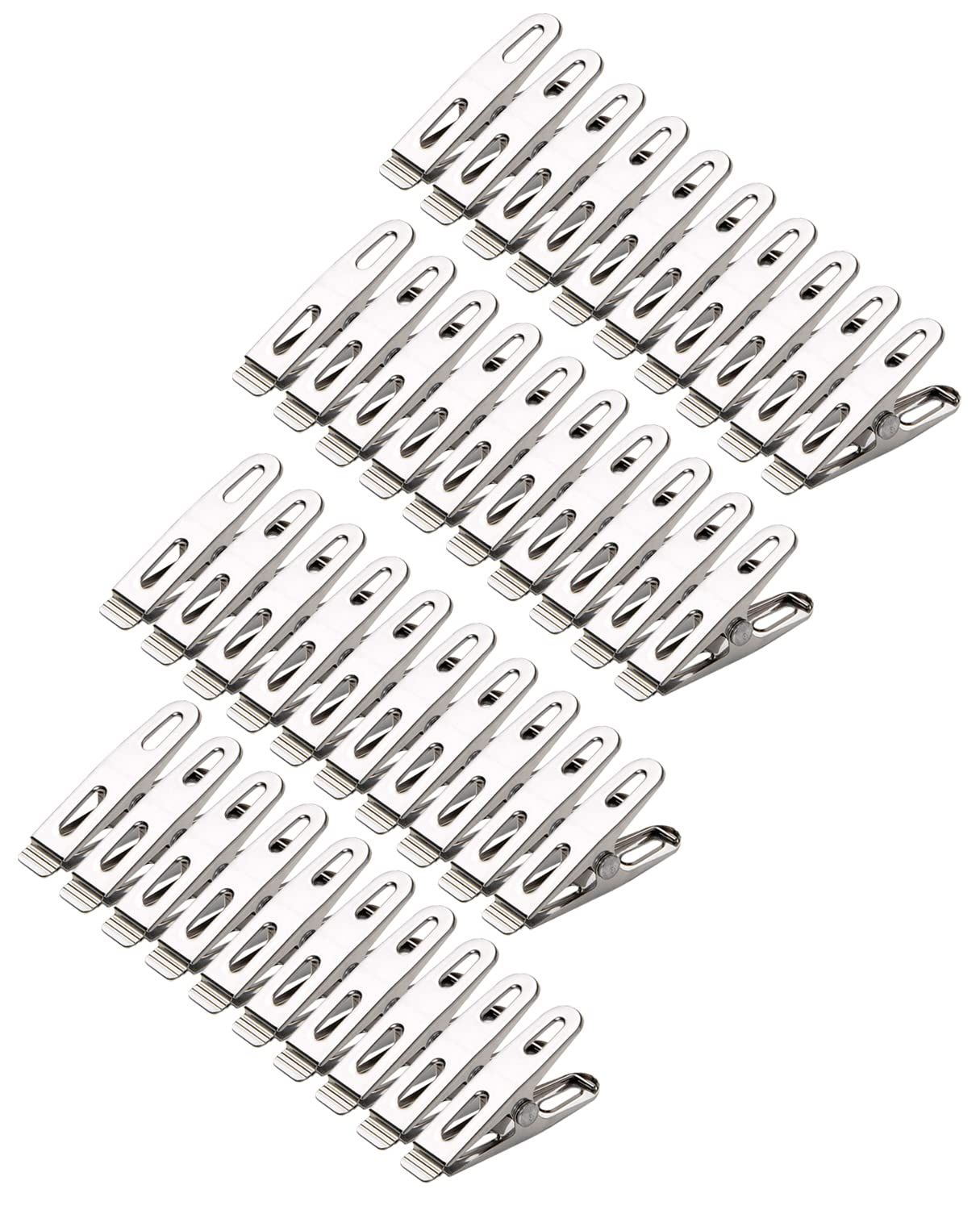 TOMSING セット 洗濯ばさみ 洗濯バサミ ステンレス 強力 滑り止め クリップ 洗濯物干 ズボン ハンガー 錆に強い シルバー 40 pcs 5 cm
