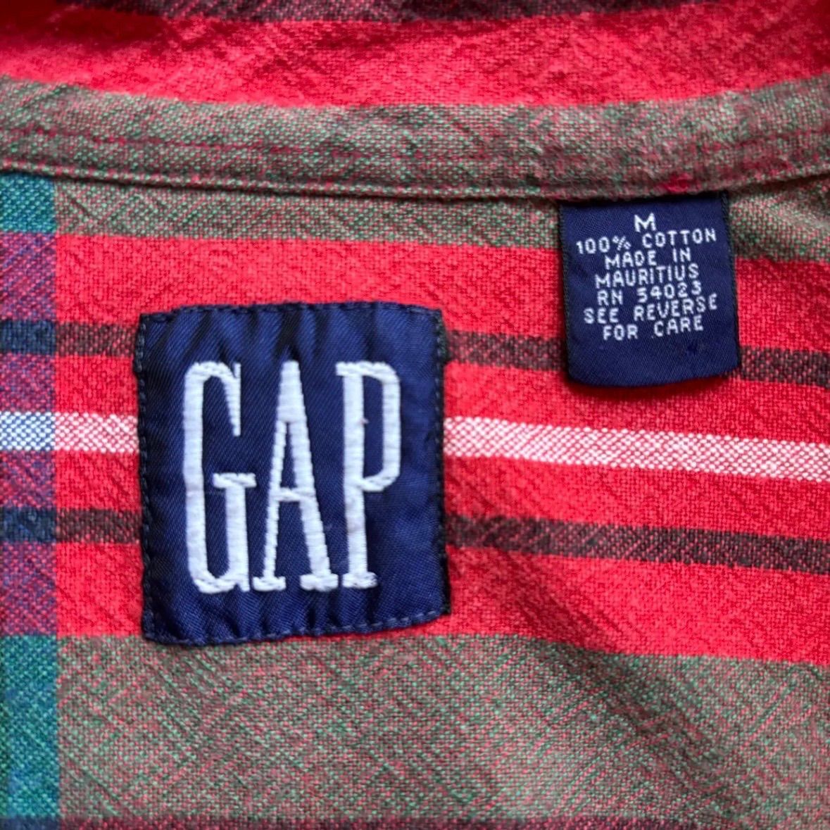 90年代 GAP ギャップ チェック コットン ボタンダウン シャツ 赤チェック