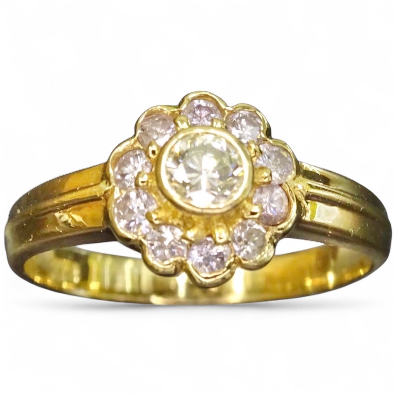 18金 K18 ゴールド GOLD 750 天然ダイヤモンド0.42ct (イエロー ピンク 