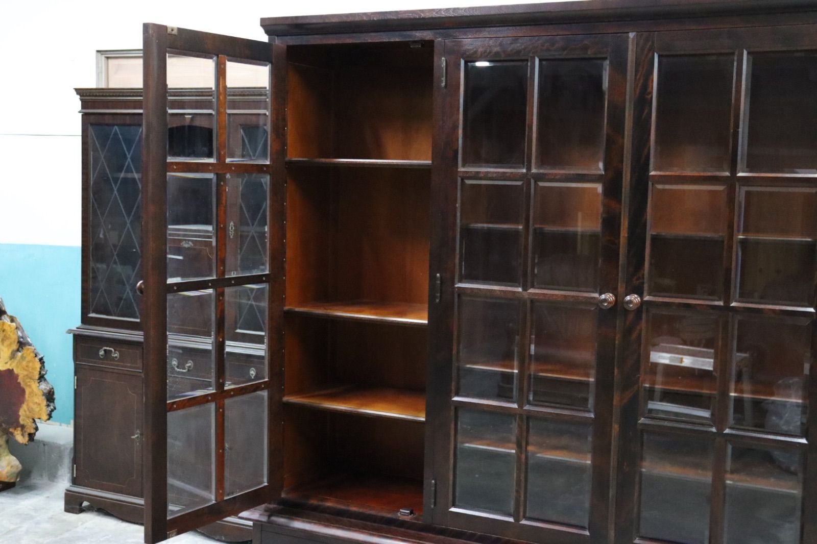 GMIS312○北海道民芸家具 本棚 書棚 飾り棚 キャビネット 食器棚 樺材