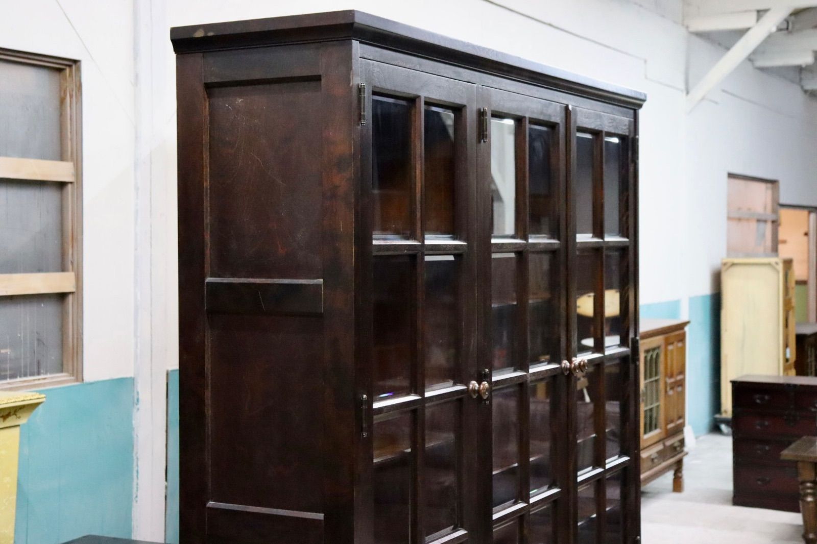 GMIS312○北海道民芸家具 本棚 書棚 飾り棚 キャビネット 食器棚 樺材