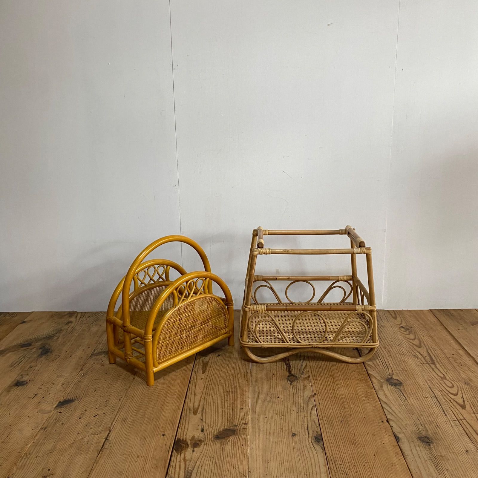 ヴィンテージ スタンドミラー オールド ラタン 藤 ジャパンディ モダン