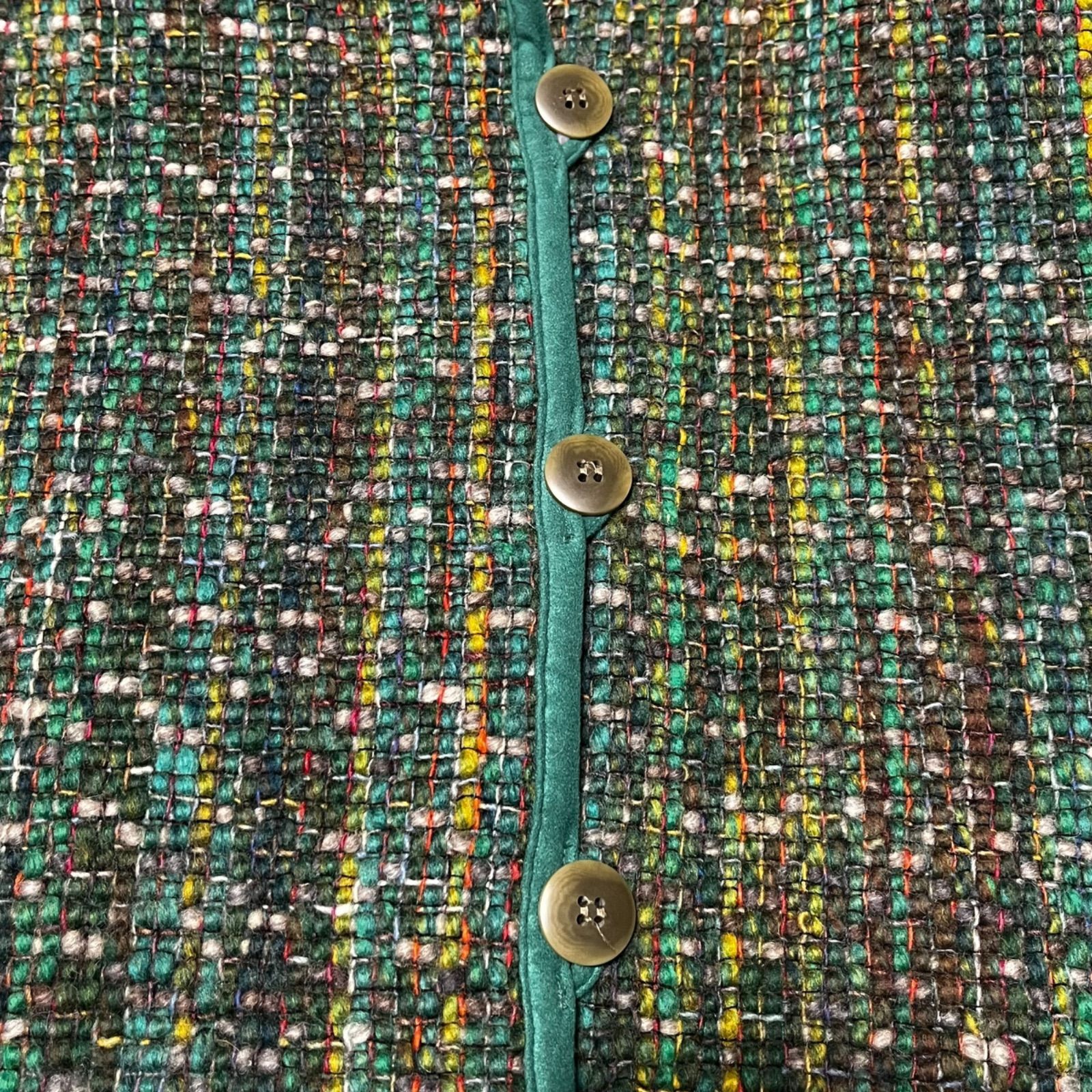 MISSONI ミッソーニ ウールコート ツイード ポンチョ風 グリーン 緑色 サイズM GULLKHAN_COM