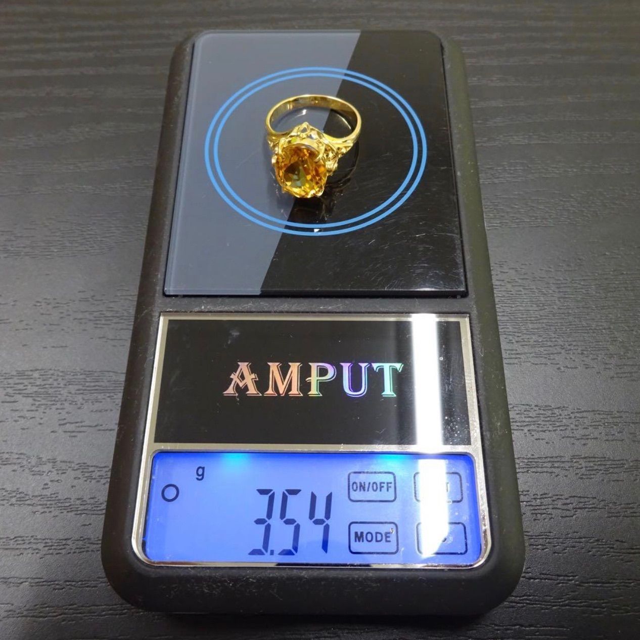 18金 K18 ゴールド GOLD 750 天然シトリン ヴィンテージ レトロ