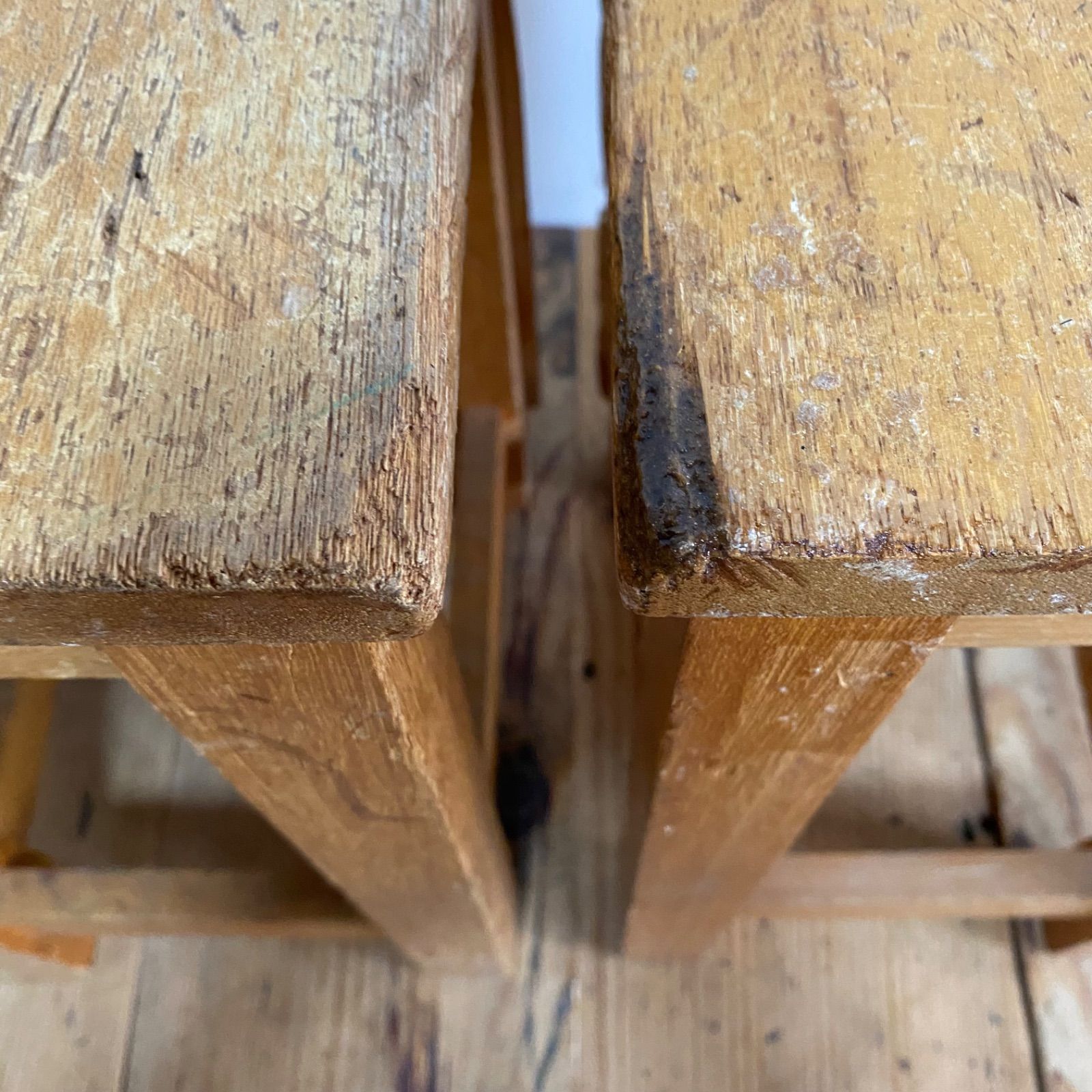 2脚セット アンティーク 角 スツール 椅子 植物台 昭和レトロ y77 2脚