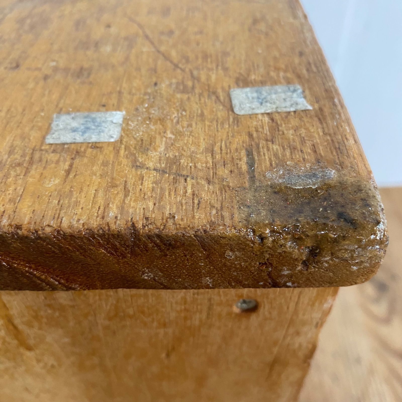 2脚セット アンティーク 角 スツール 椅子 植物台 昭和レトロ y40 昭和