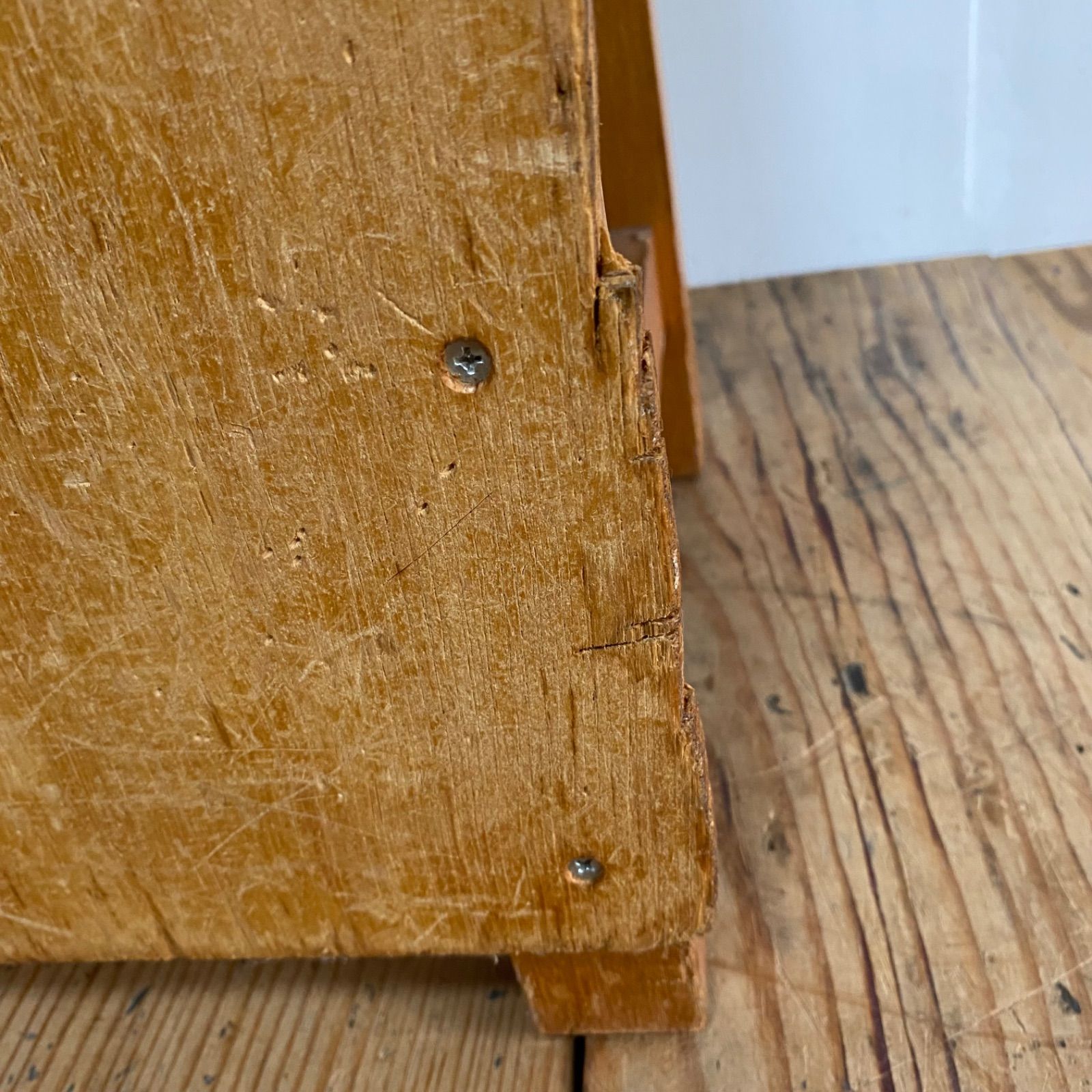 2脚セット アンティーク 角 スツール 椅子 植物台 昭和レトロ y40