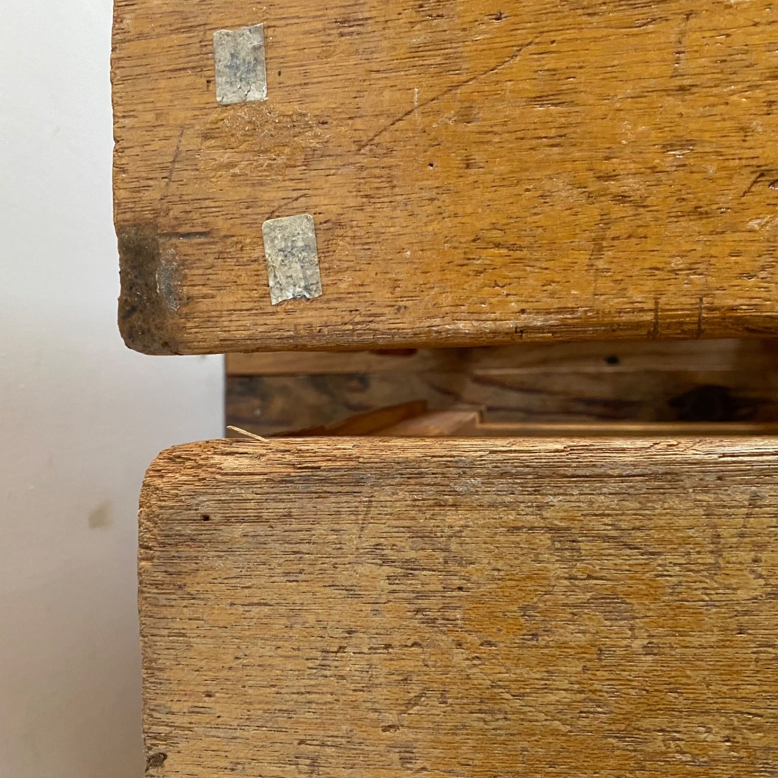 2脚セット アンティーク 角 スツール 椅子 植物台 昭和レトロ y40