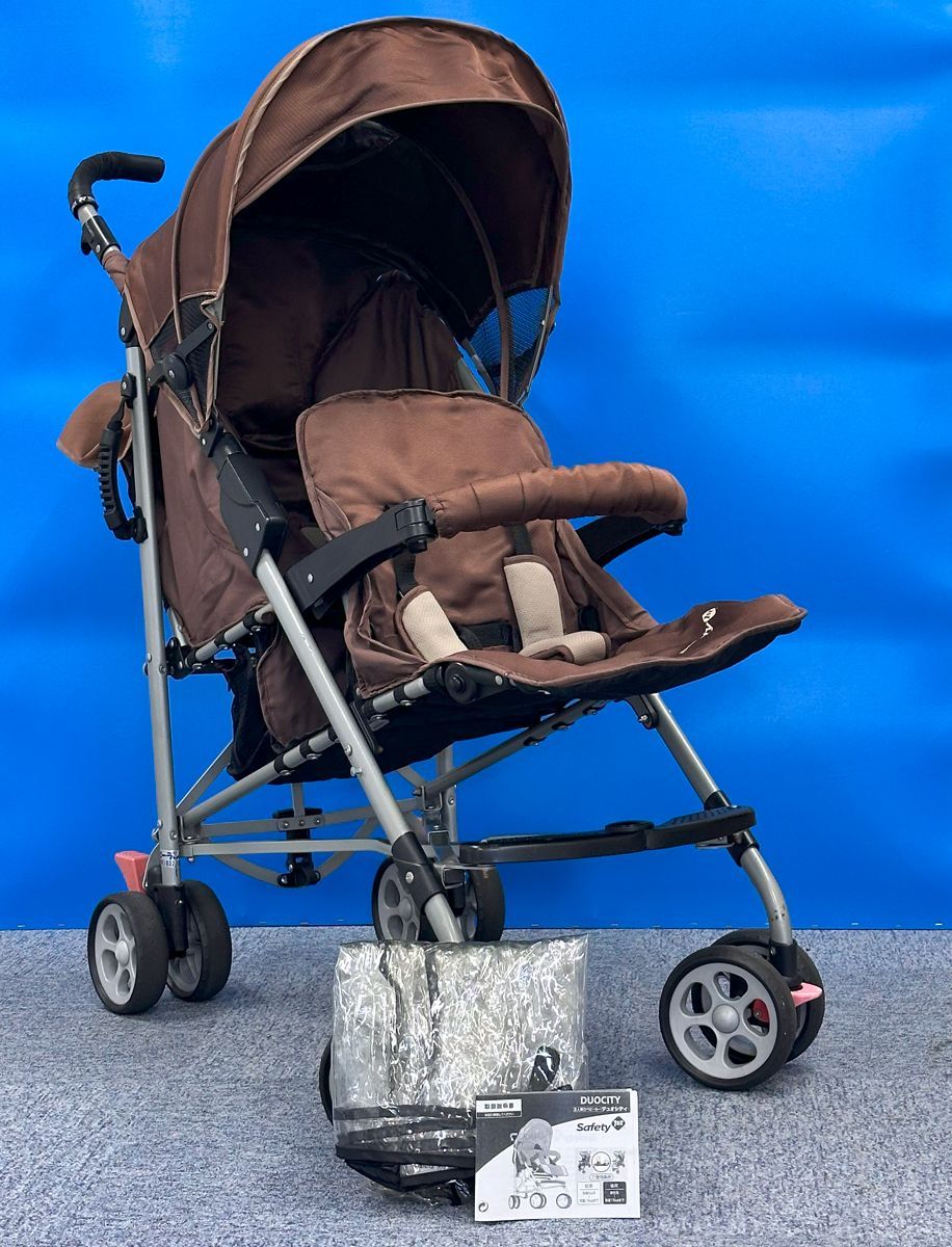 クリーニング済みレインカバー付 Duocity デュオシティ 日本育児 二人乗りベビーカー