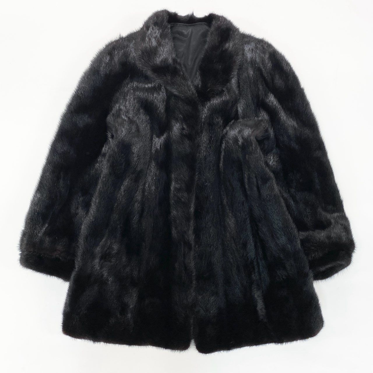 美品【 銀 SAGA MINK / ARIANNA 】高級毛皮　裏地花柄刺しゅう　ダークミンク　セミロングコート◆80cm丈　ダークブラウン　9号◆B875T i◇美品 Arianna SAGA MINK ミンクコート サガミンク 毛皮