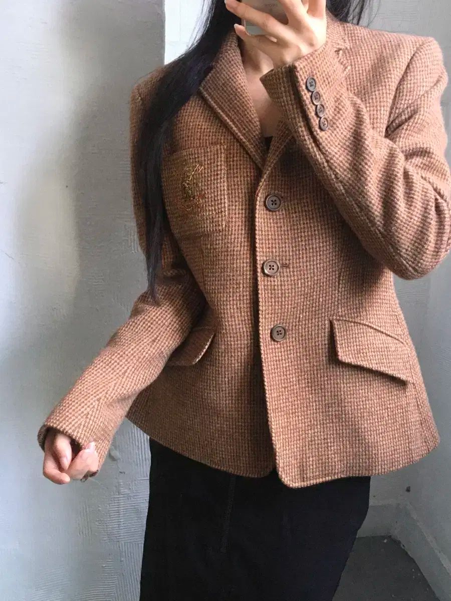 Polo ラルフローレン レッドベージュ ウール 刺繍 ブレザー