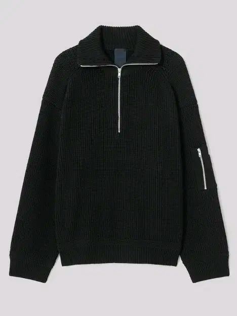 24fw Tシャツカラー ハーフジップ プルオーバー ブラック M