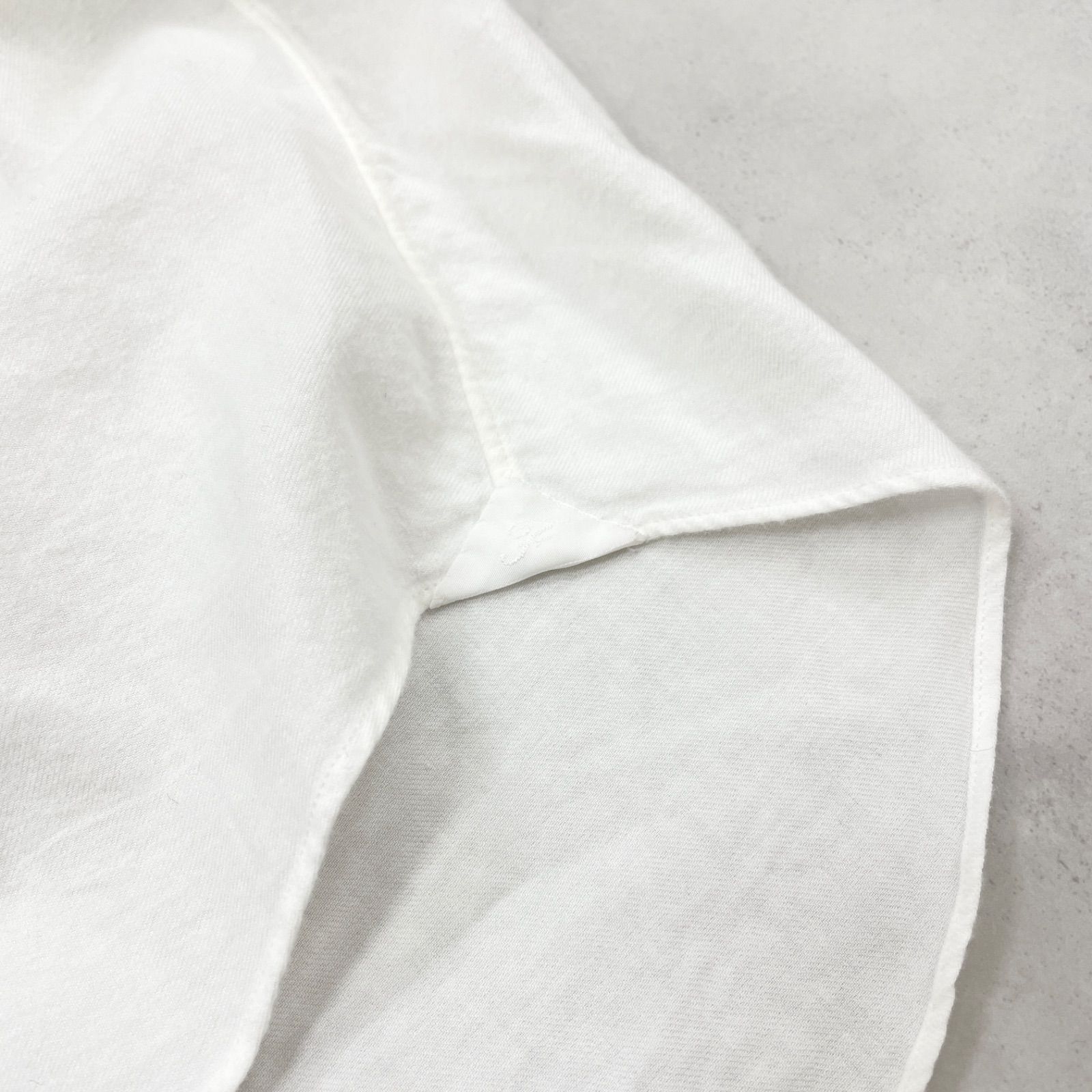 Finamore フィナモレ ワイド フランネル シャツ 起毛 コットン 白 イタリア製 メンズ 39 KARIMZIABAT_FR