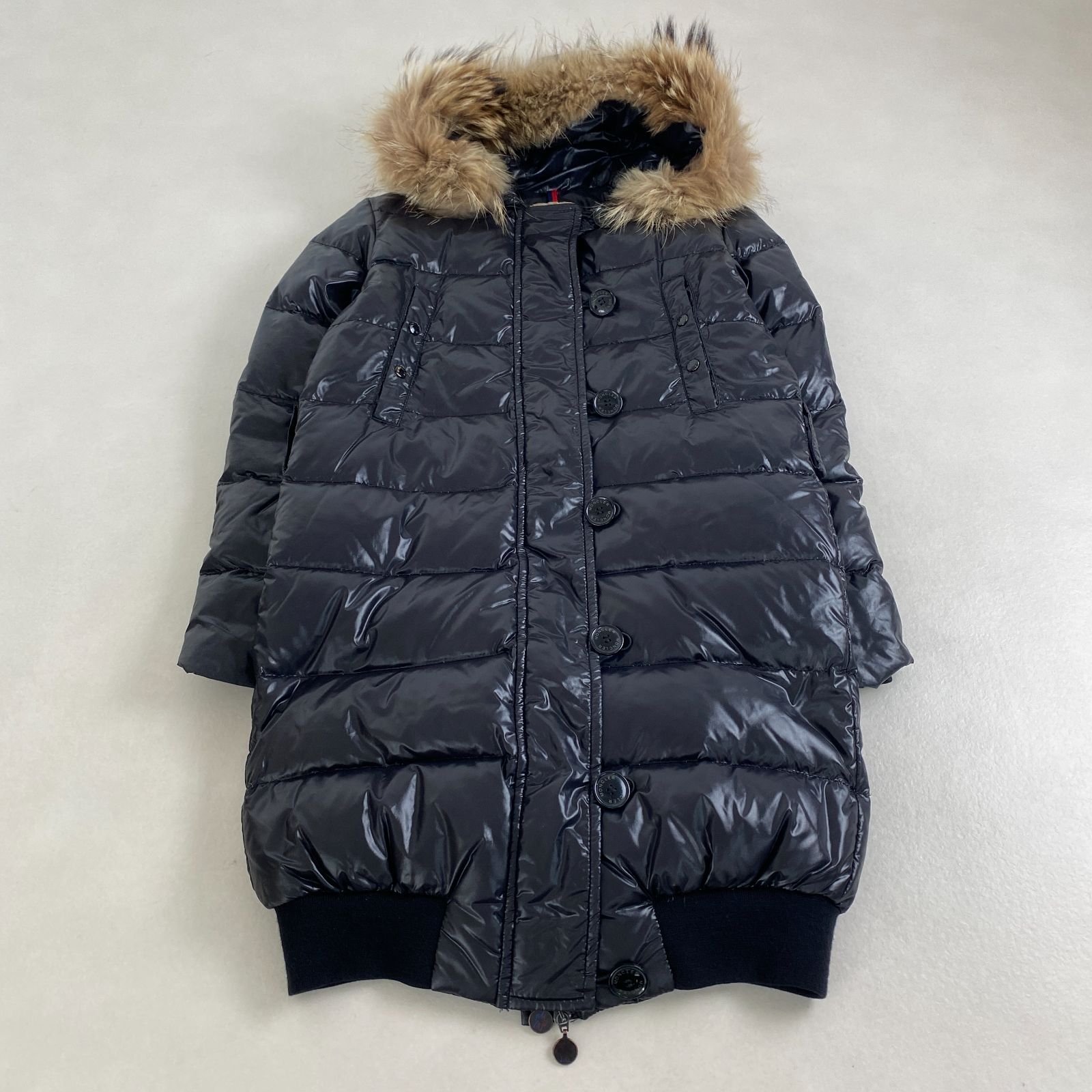 モンクレール ダウンコート ファー付き ワッペン ブラック サイズ0
