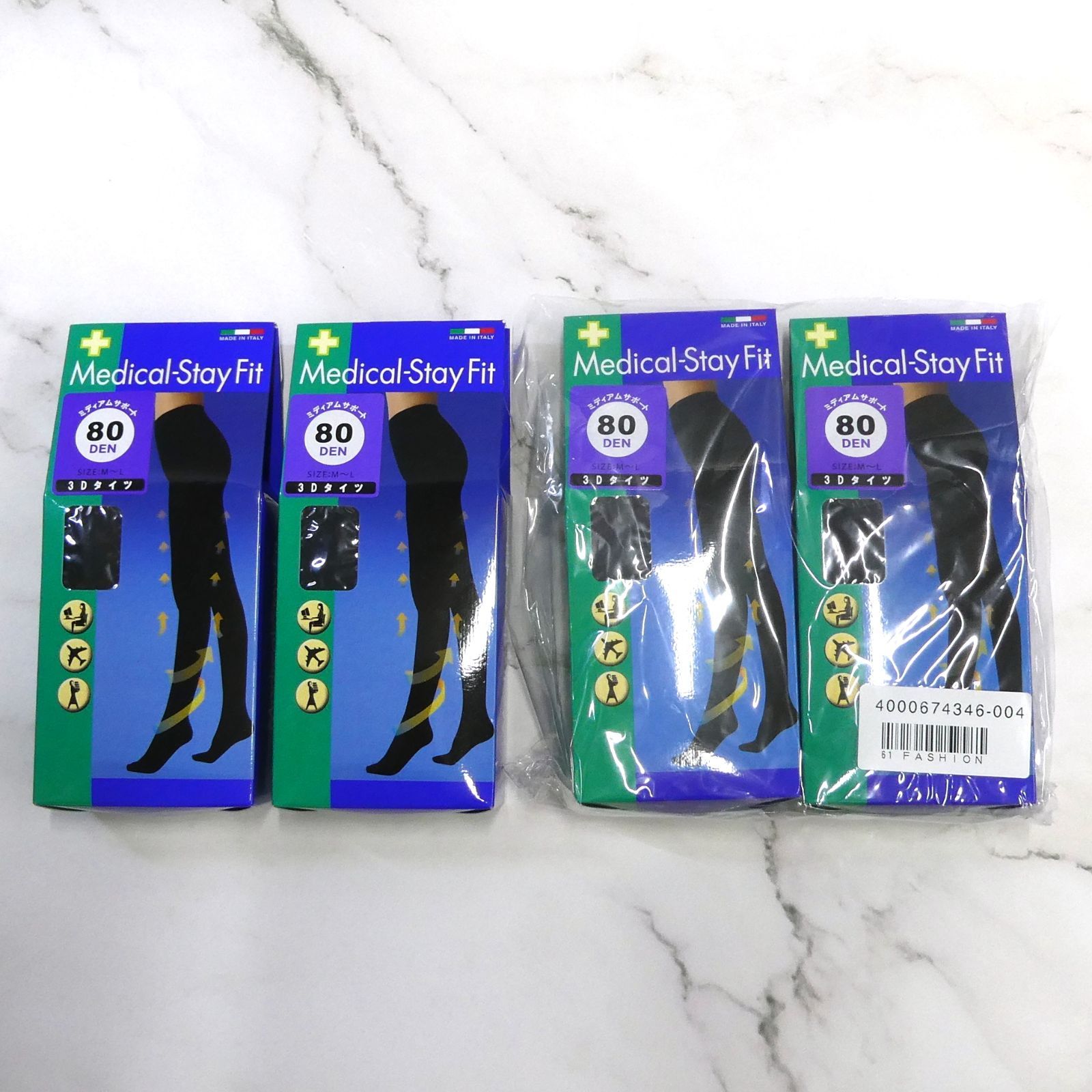 メディカルステイフィット 3 Dタイツ M～L 80デニール 4足セット
