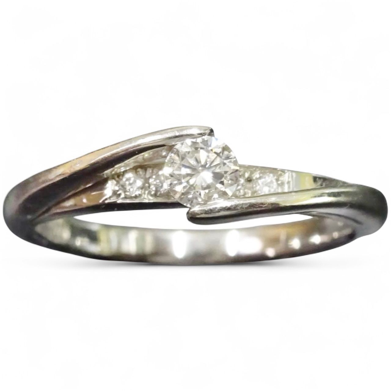 プラチナ pt900 天然ダイヤモンド0.20ct デザイン リング 指輪 約8号 