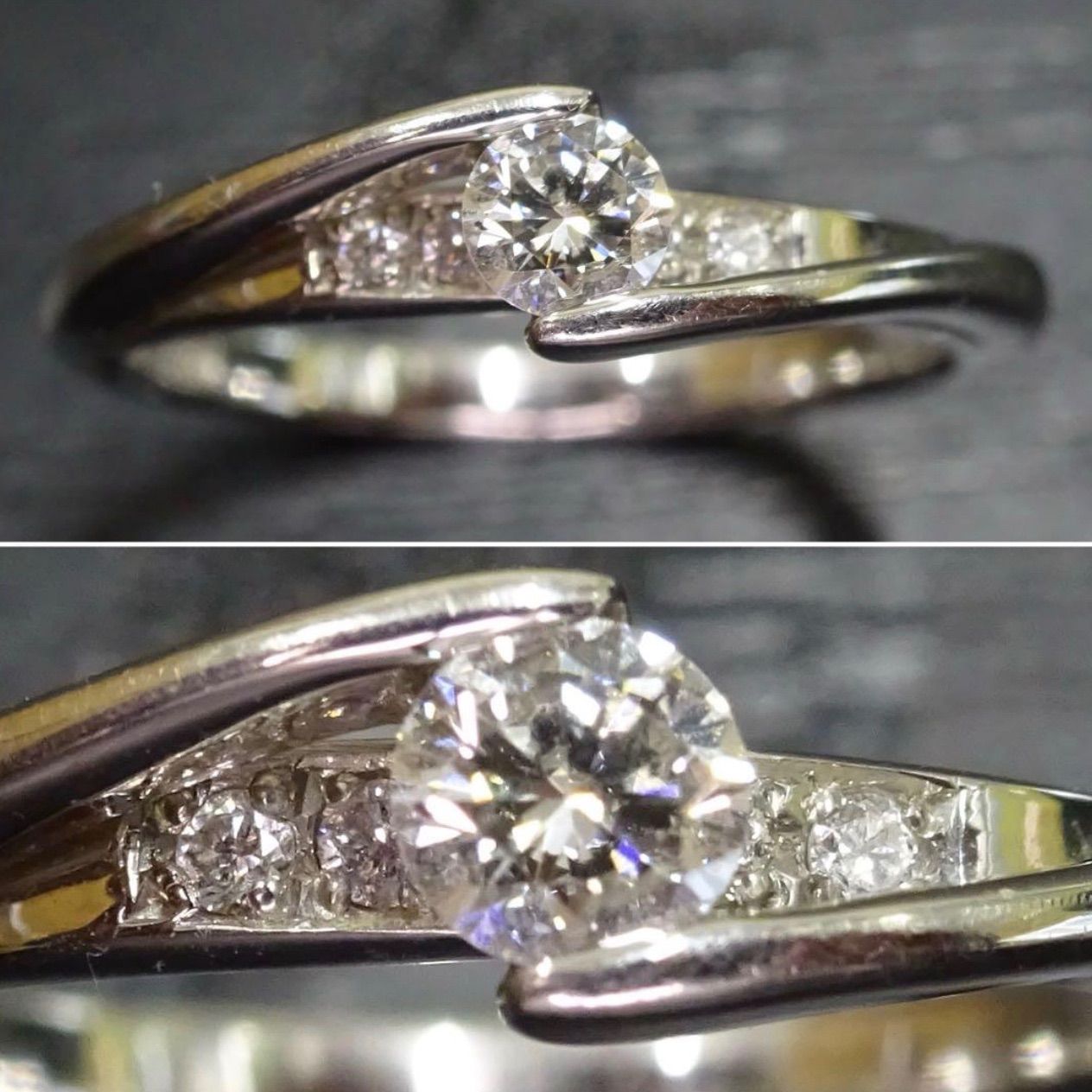 プラチナ pt900 天然ダイヤモンド0.20ct デザイン リング 指輪 約8号 
