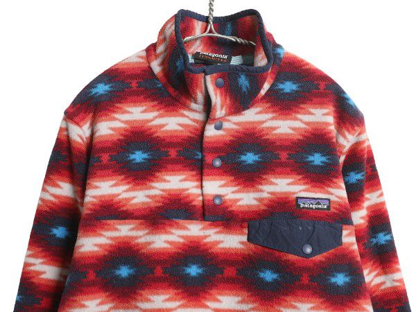なクーポン配布中! パタゴニア 総柄 ライトウェイト シンチラ スナップT レディース XL 古着 15年製 フリース プルオーバー ジャケット ブルゾン ネイティブ