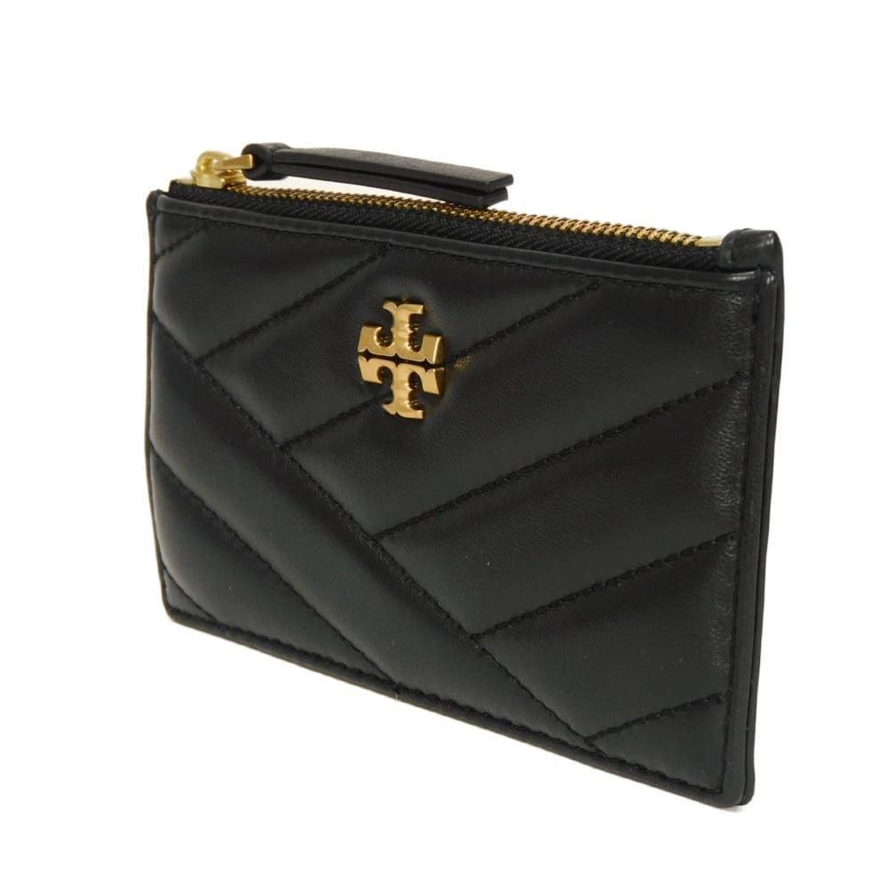 Tory Burch トリーバーチ キラ シェブロン ジップ カードケース 現行 ダイアゴナル キルティング パスケース 名刺入れ フラグメントケース 小銭入れ 財布 ミニウォレット ダブルT ロゴ ブラック コインケース 156556