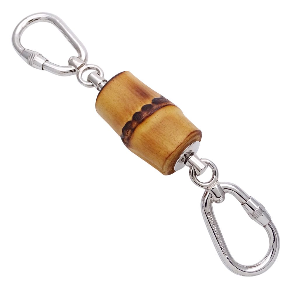 グッチ GUCCI チャーム レディース メンズ ブランド バンブー メタル ナチュラル シルバー キーホルダー シンプル