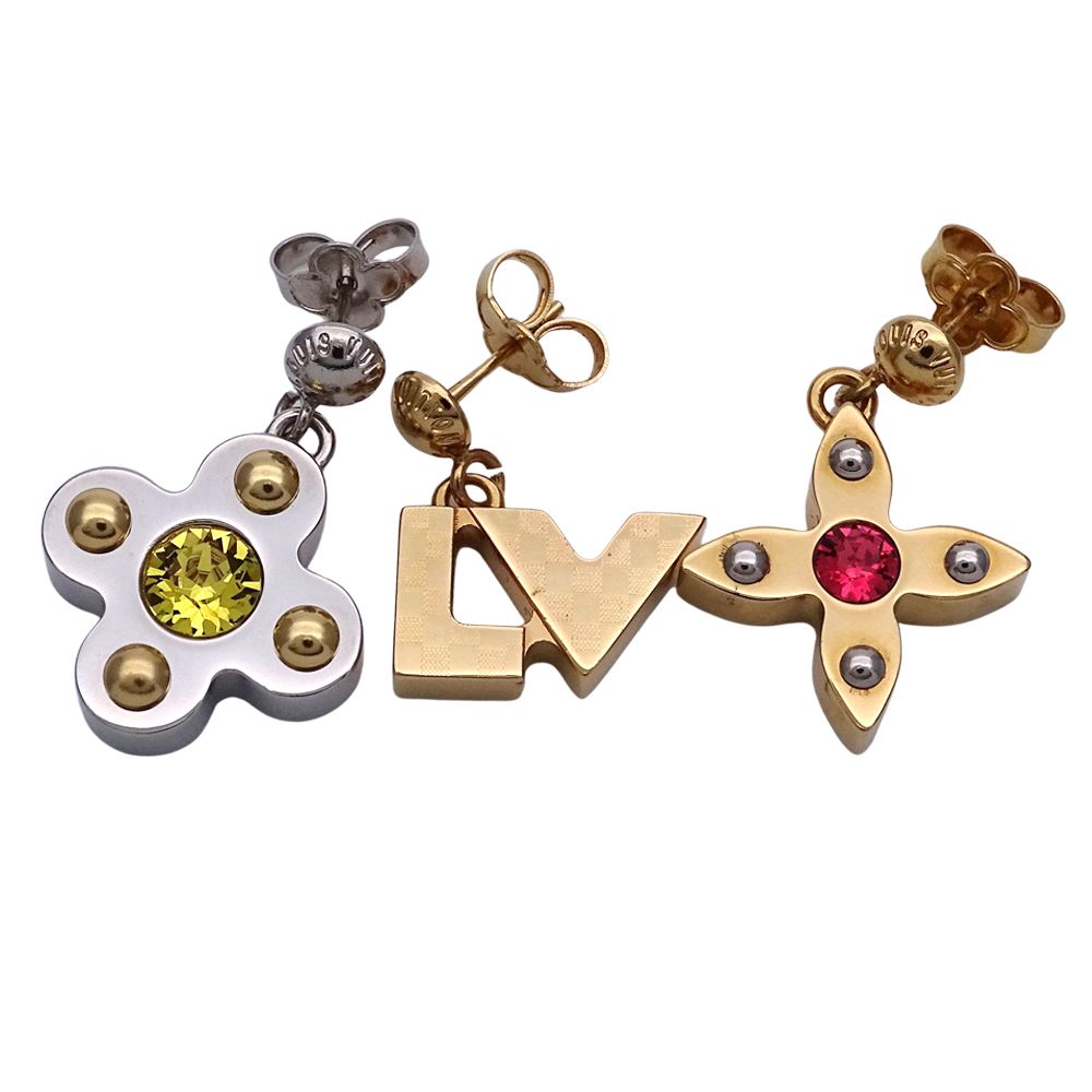 ルイ ヴィトン LOUIS VUITTON ピアス レディース ブランド メタル ブックルドレイユ ラブレターズ ゴールド シルバー M67077 ダミエ LVロゴ フラワー ビジュー ラインストーン