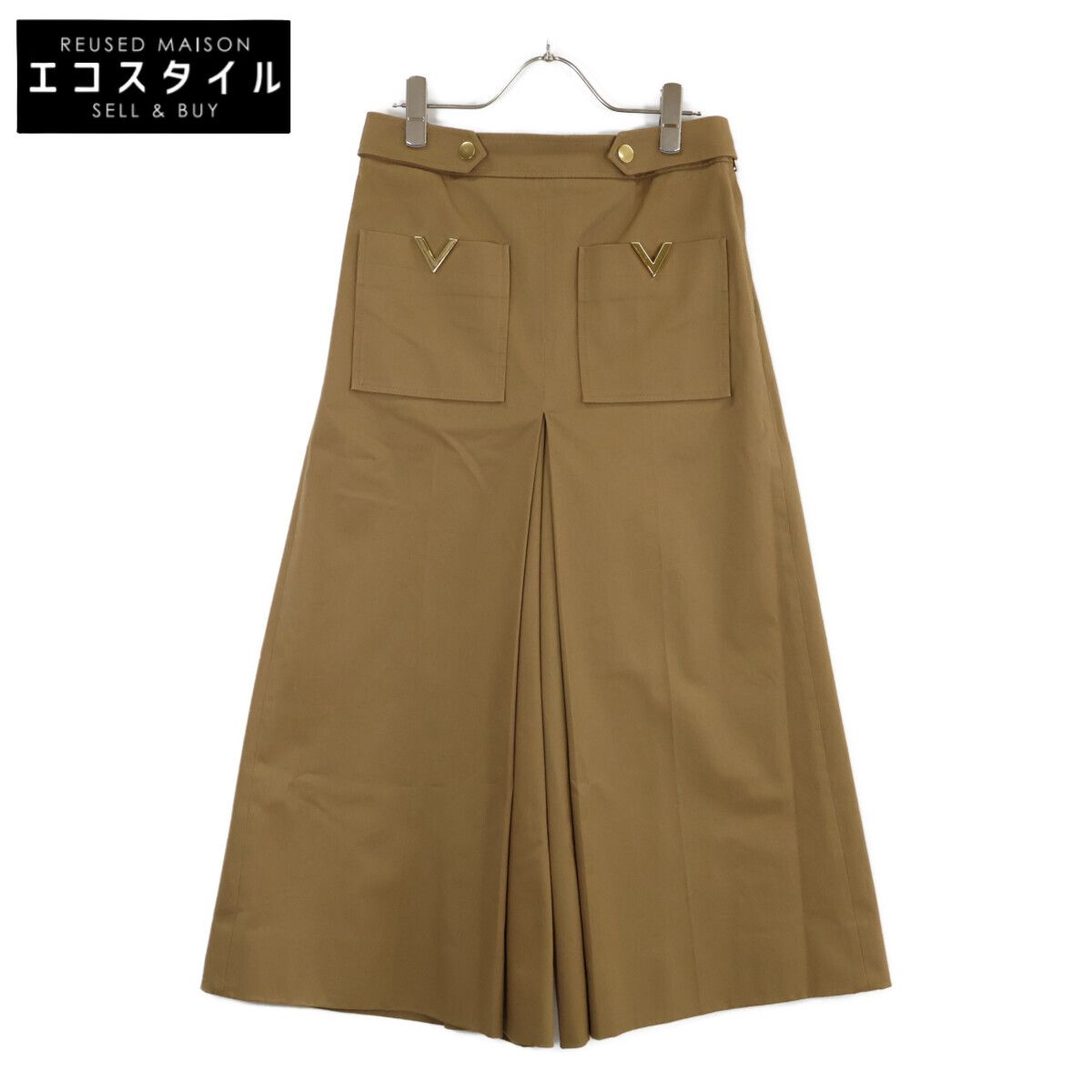 VALENTINO ヴァレンティノ ブラウン メタルVロゴポケットコットンパンツ 38