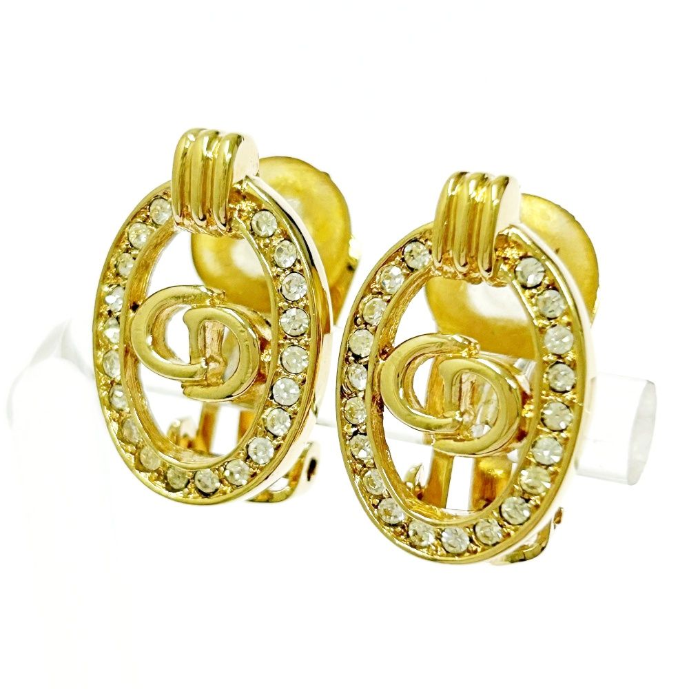 Christian Dior クリスチャンディオール GP ラインストーン CDロゴ イヤリング レディース ゴールド 493483 イヤリング