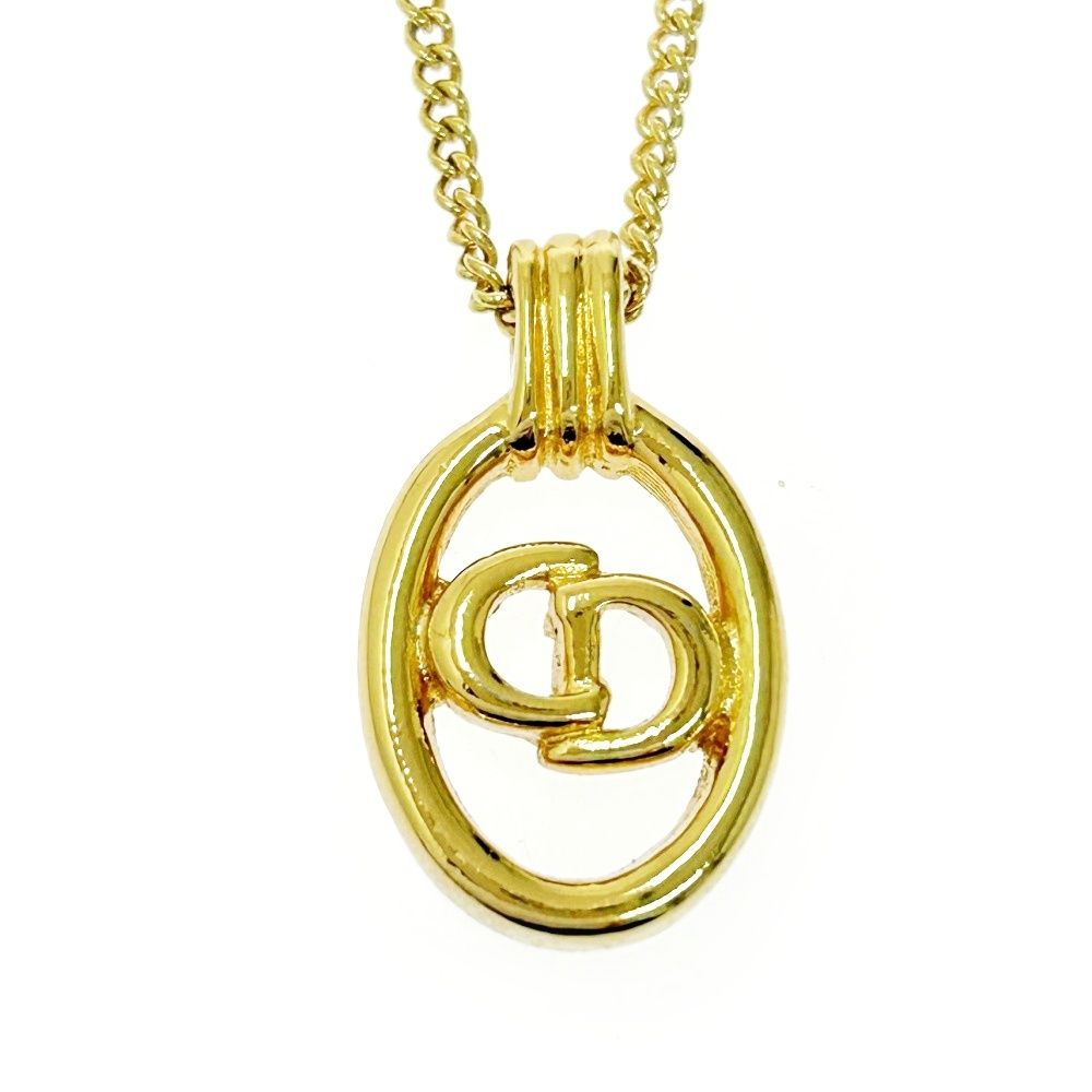 極美品✨Christian Dior CDロゴ オーバル ネックレス ゴールド Dior CDロゴ オーバル ネックレス