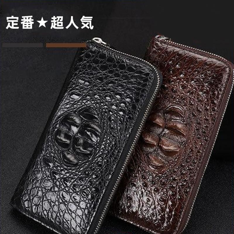 クロコダイル 財布 メンズ 長財布 ウォレット 本革 ラウンドファスナー ワニ ロングウォレット クラウン 大容量 小銭入れ 春財布 福