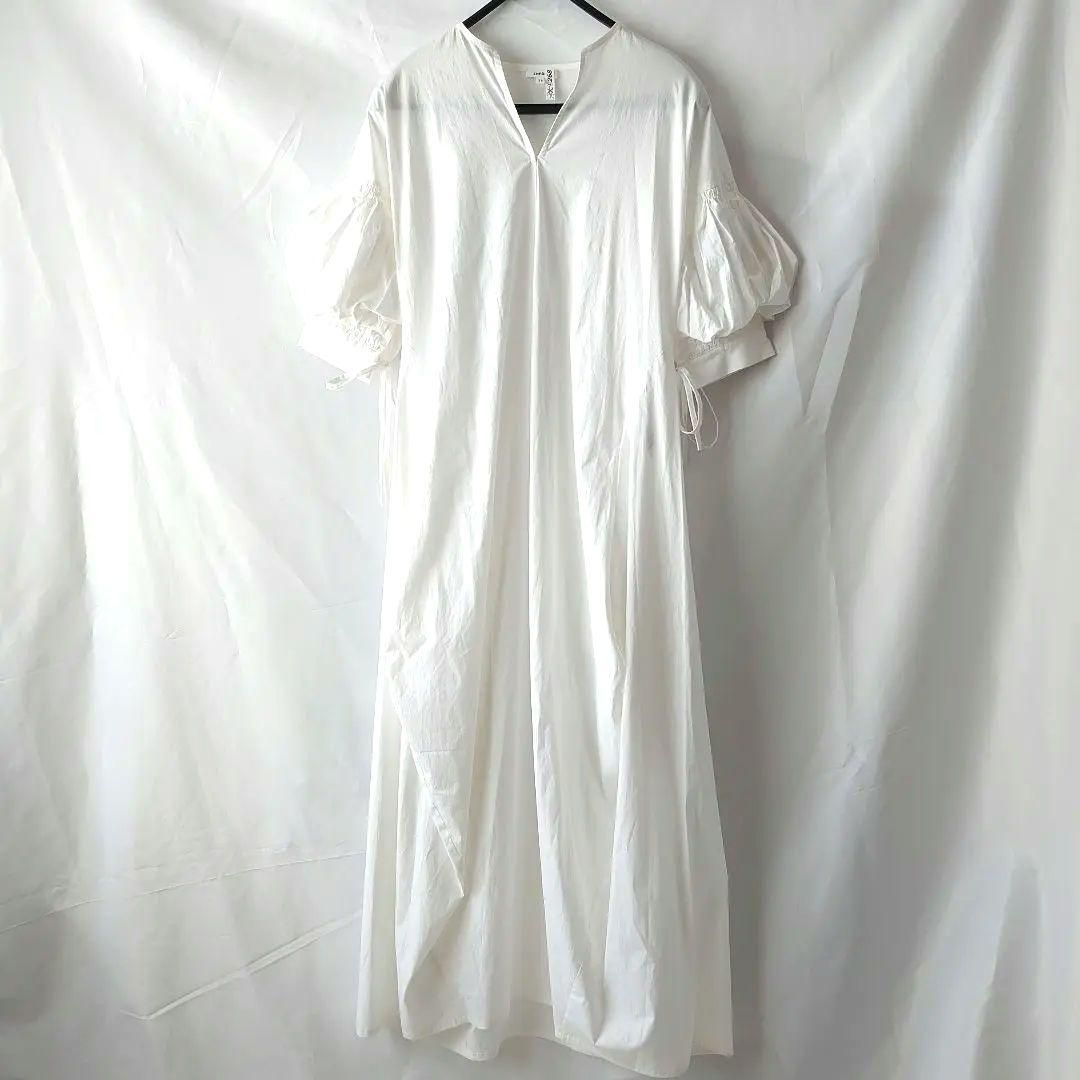 enf マキシ ワンピース エンフォルド ボリュームスリーブ ホワイト サイズ36