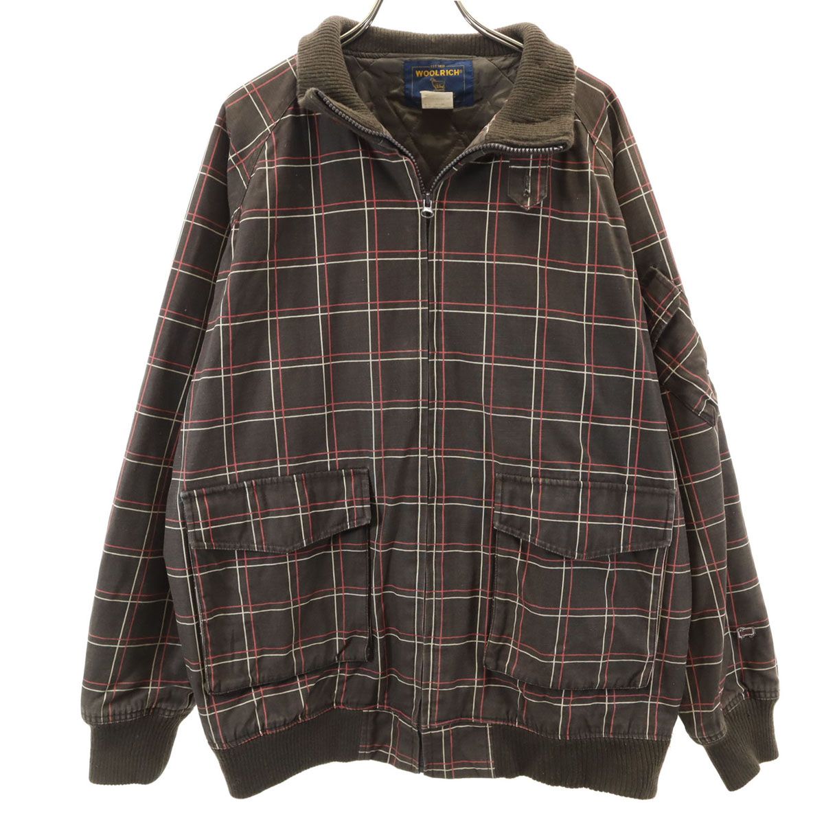 WOOLRICH ウールリッチ チェック柄 中綿ジャケット L ブラウン 