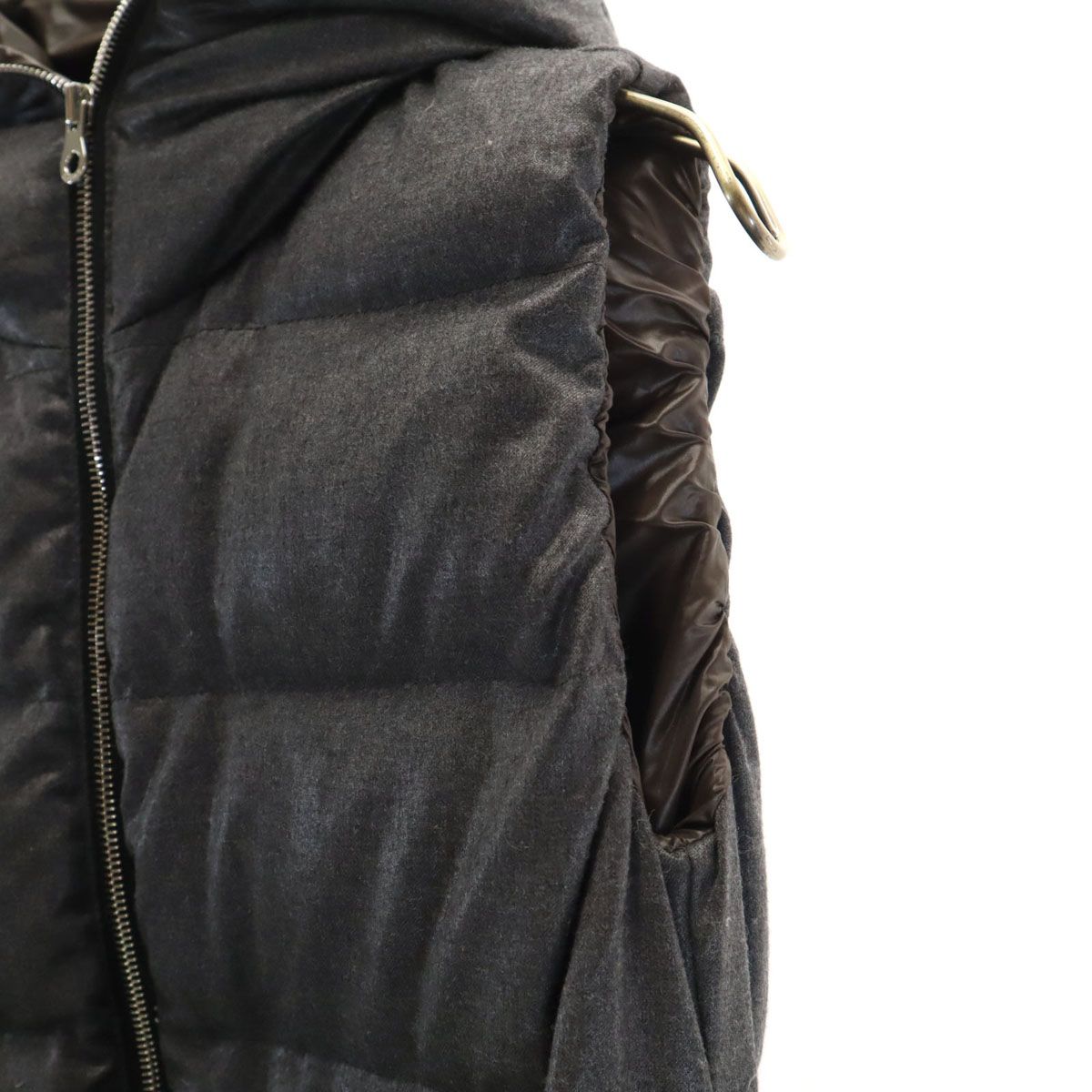 極美品Barbour ベージュ ロングダウンベスト フード付きドゥーズィエム