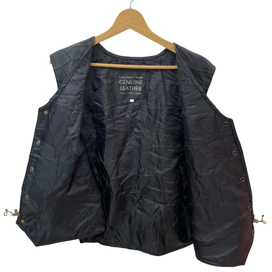GENUINE LEATHER レザーベスト XLサイズ ブラック - メルカリ