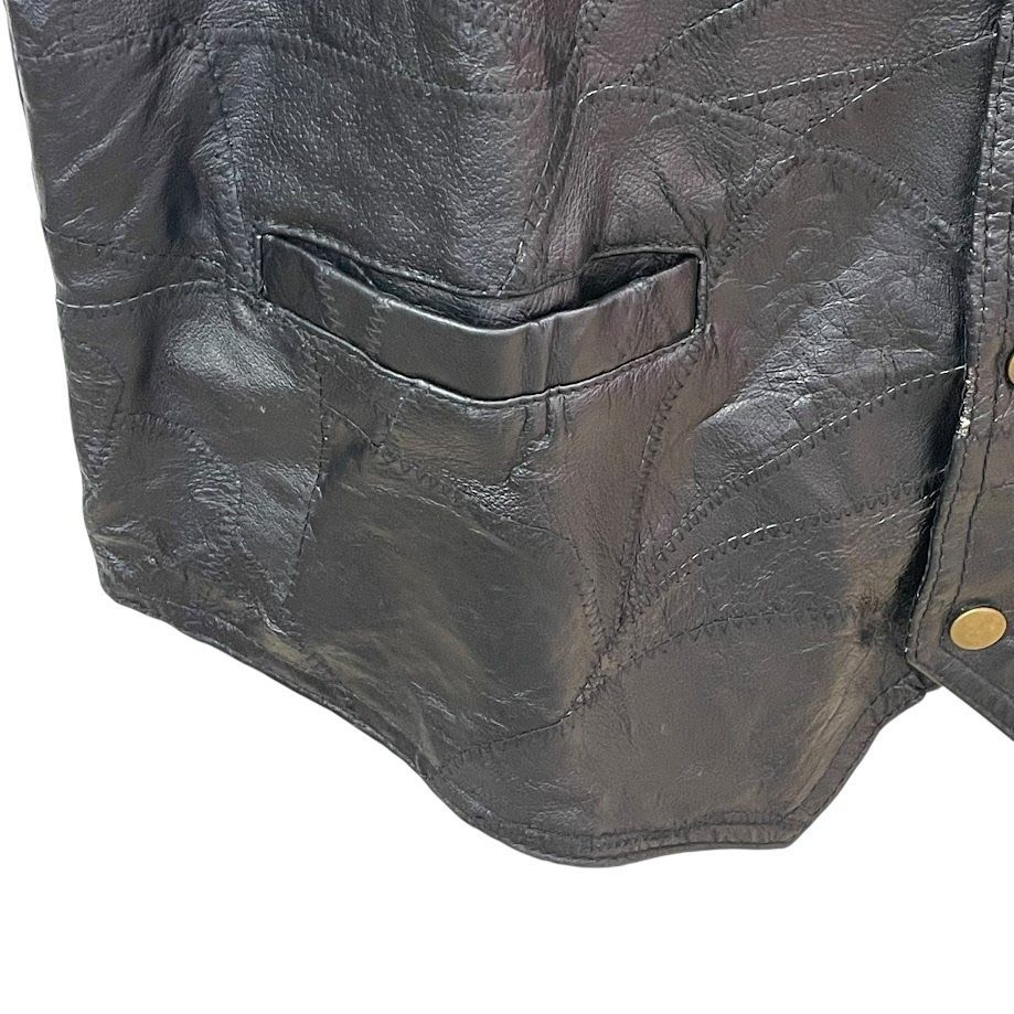 GENUINE LEATHER レザーベスト XLサイズ ブラック - メルカリ