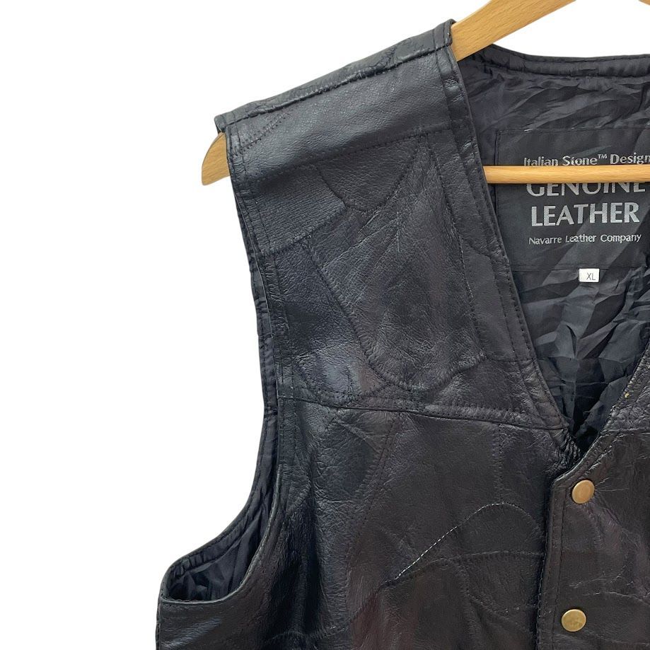 GENUINE LEATHER レザーベスト XLサイズ ブラック - メルカリ