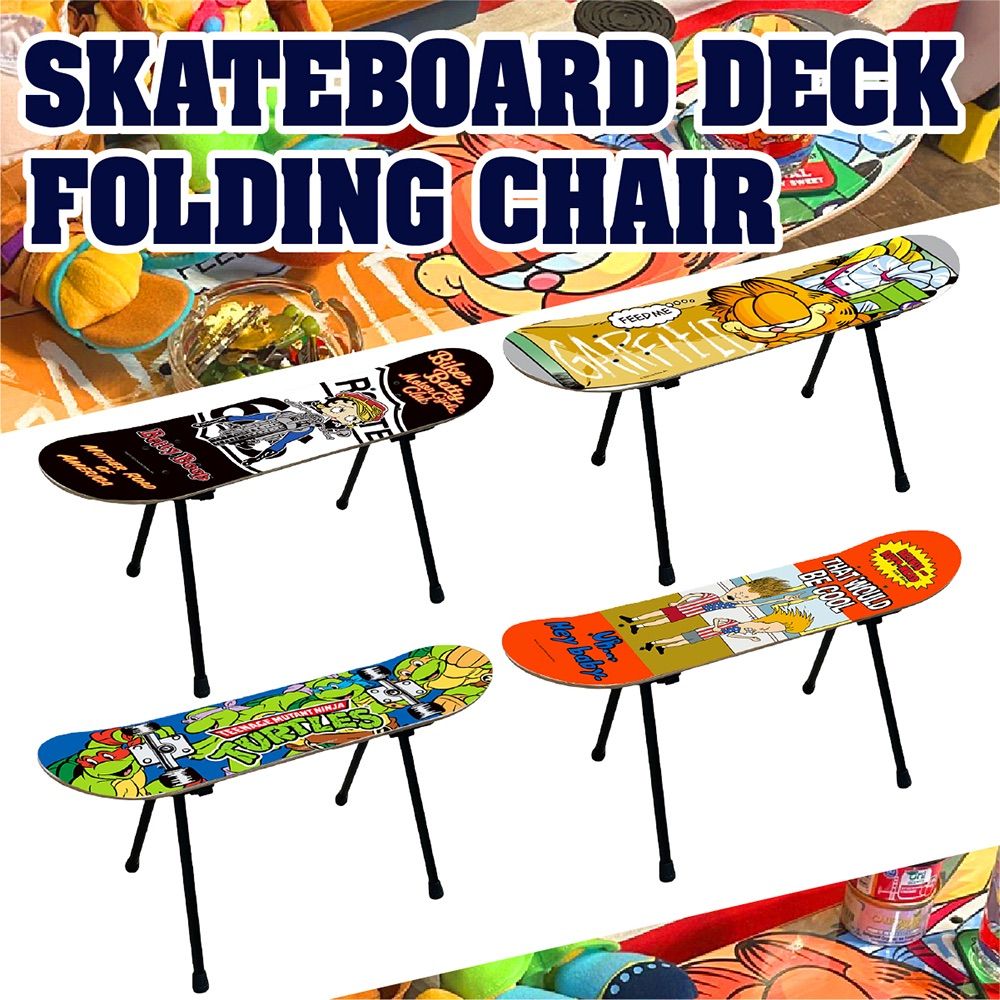 SKATEBOARD DECK FOLDING CHAIR スケートボードデッキフォルディングチェアー アメリカン雑貨 椅子 チェア ベンチ ガレージ ガーフィールド ベティ タートルズ ビーバスアンドバットヘッド