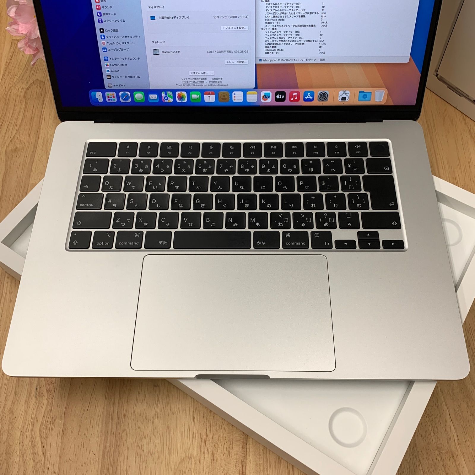  MacBook Air 15インチ M 3 チップ 16 GB SSD 512 シルバー WV 20 V MacBook本体 ノートPC