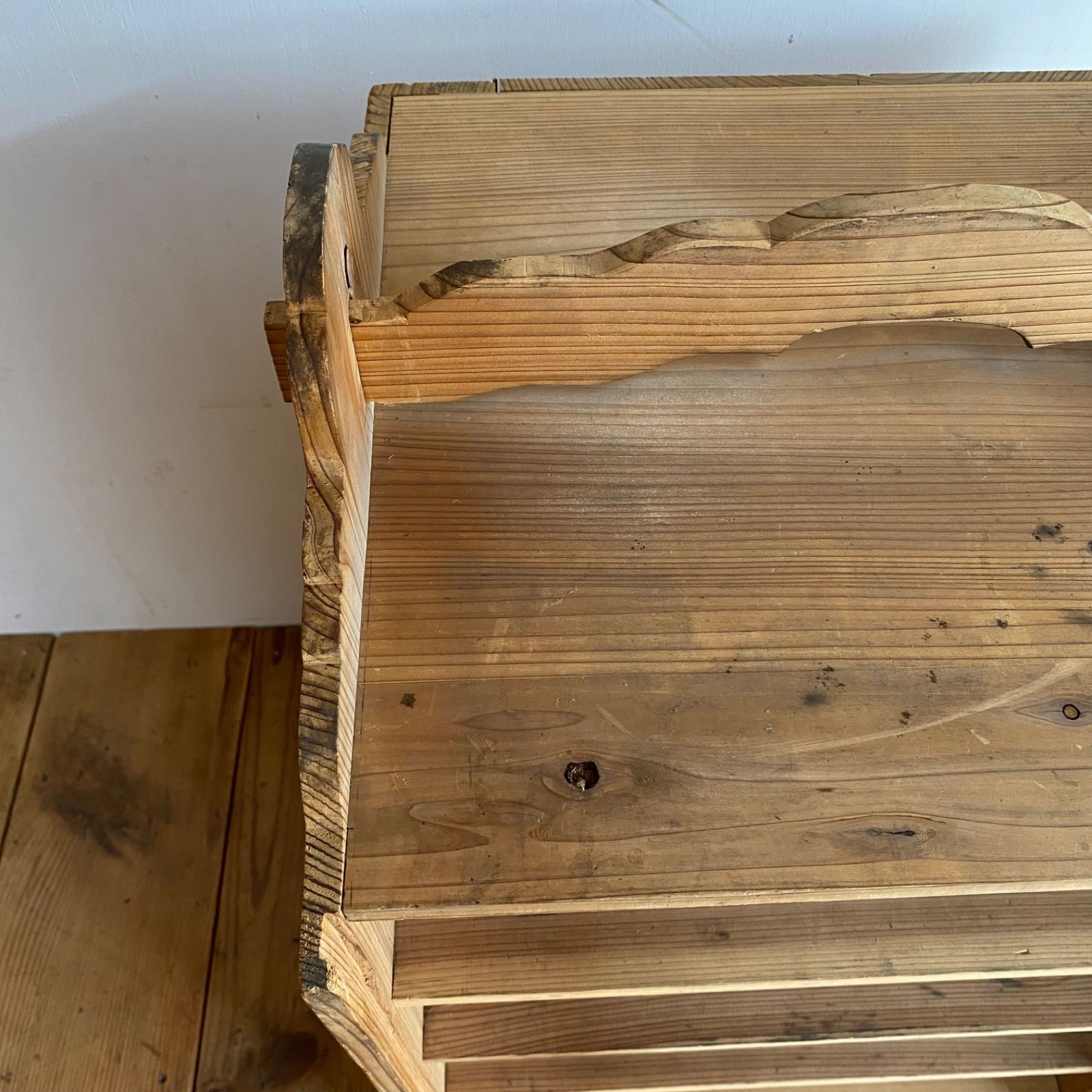 アンティーク 仕切り棚 チェスト 食器棚 書類棚 無垢材 無塗装 z939