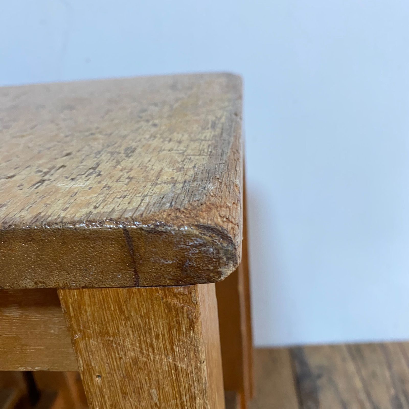 2脚セット アンティーク 角 スツール 椅子 植物台 昭和レトロ y25