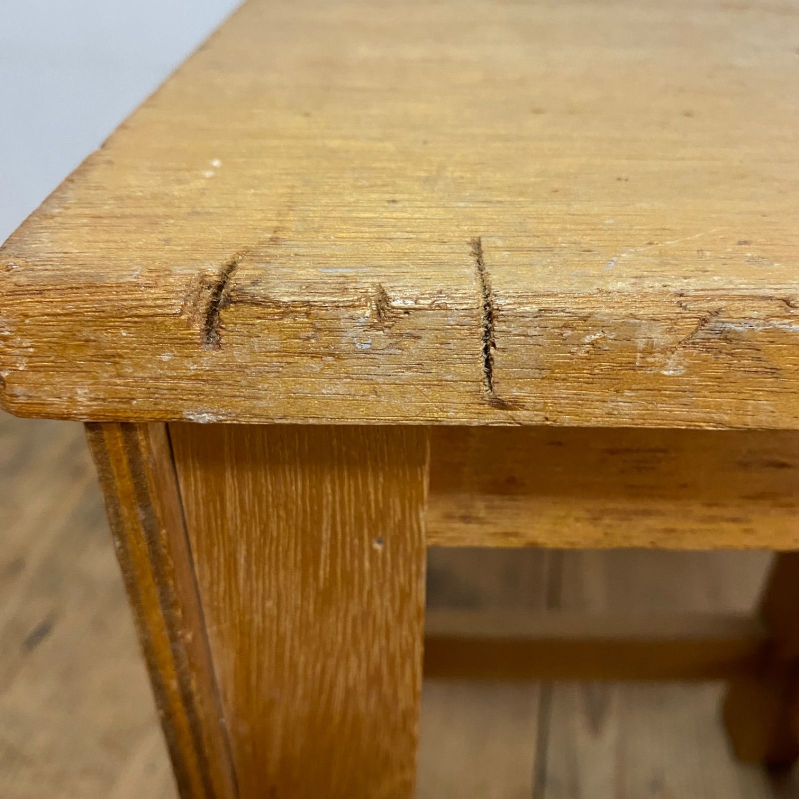 2脚セット アンティーク 角 スツール 椅子 植物台 昭和レトロ y25