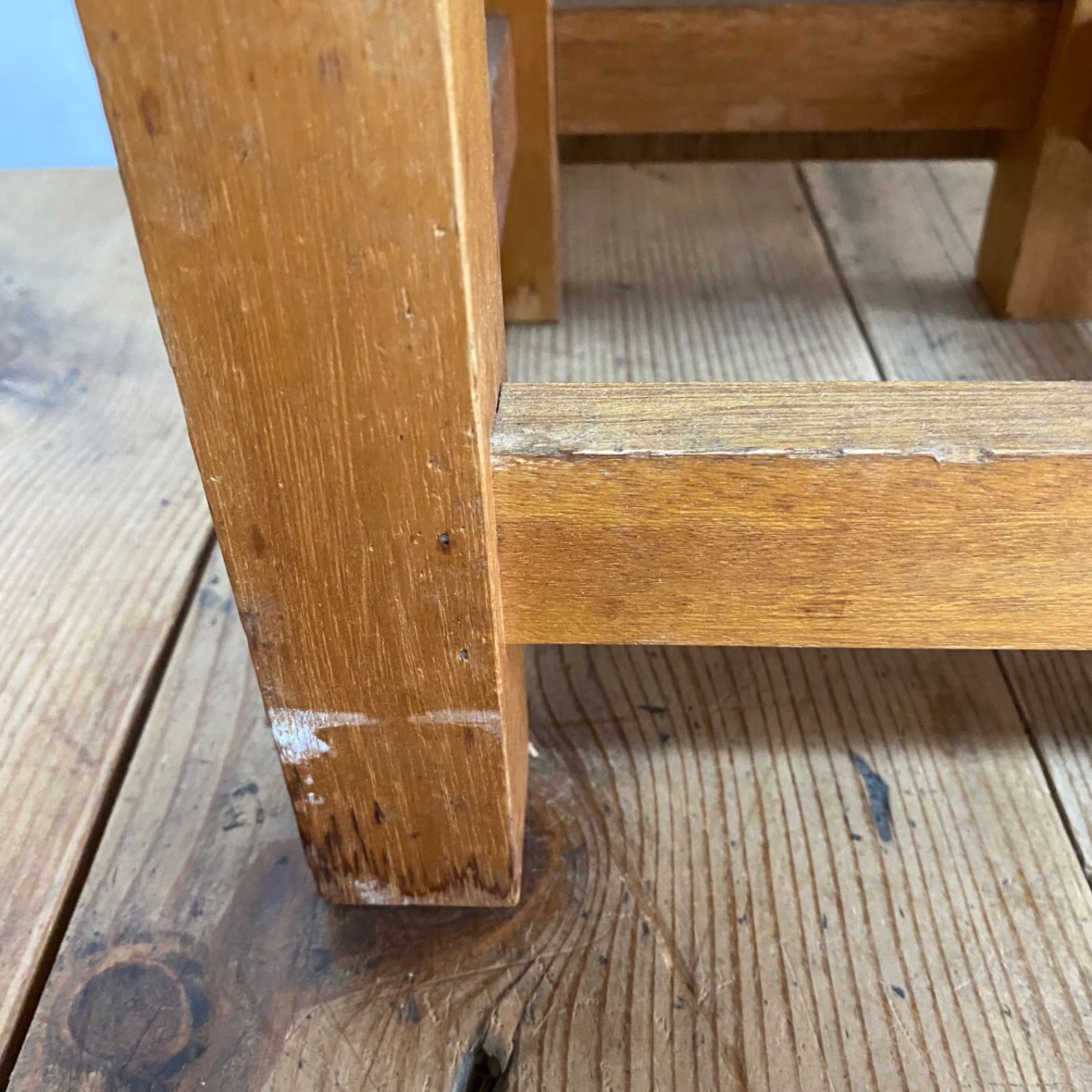 2脚セット アンティーク 角 スツール 椅子 植物台 昭和レトロ y25