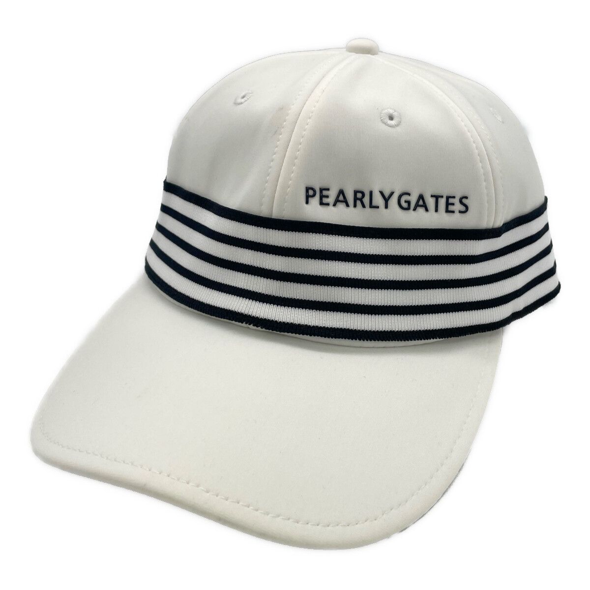 PEARLY GATES ホワイトリボンキャップ　パーリーゲイツ　フリーサイズ 中古 パーリーゲイツ PEARLY GATES キャップ フリー ホワイト 4ライン